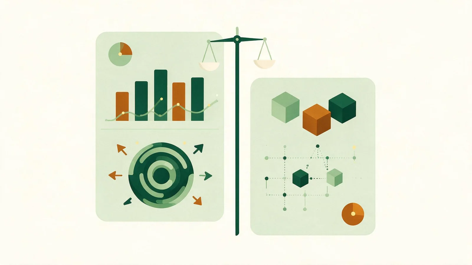 Two panels side by side under a balance scale, comparing the Jackson Hewitt tax calculator against ours