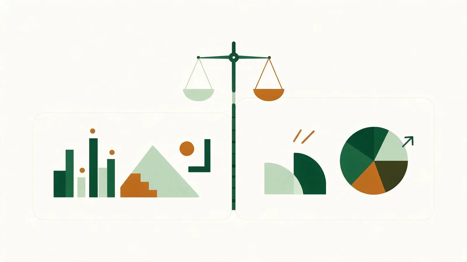 Two panels side by side under a balance scale, comparing the TurboTax tax calculator against ours